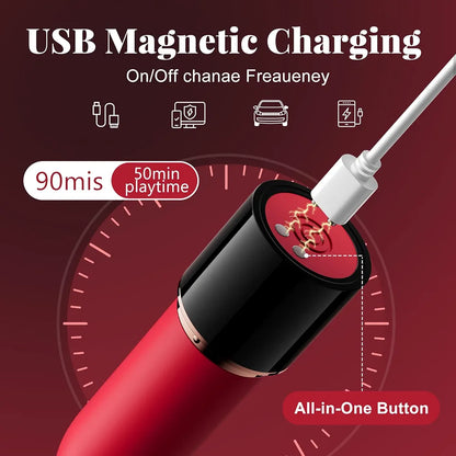 Discreet Rechargeable Lipstick-Style Clitoral Vibrator with 10 Vibration Modes