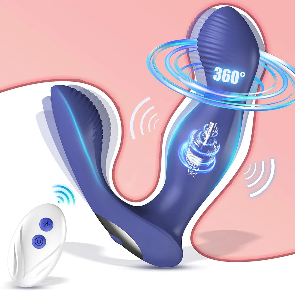Remote-Controlled Prostate Massager and Anal Vibrator with Rotating and Pulsating Functions