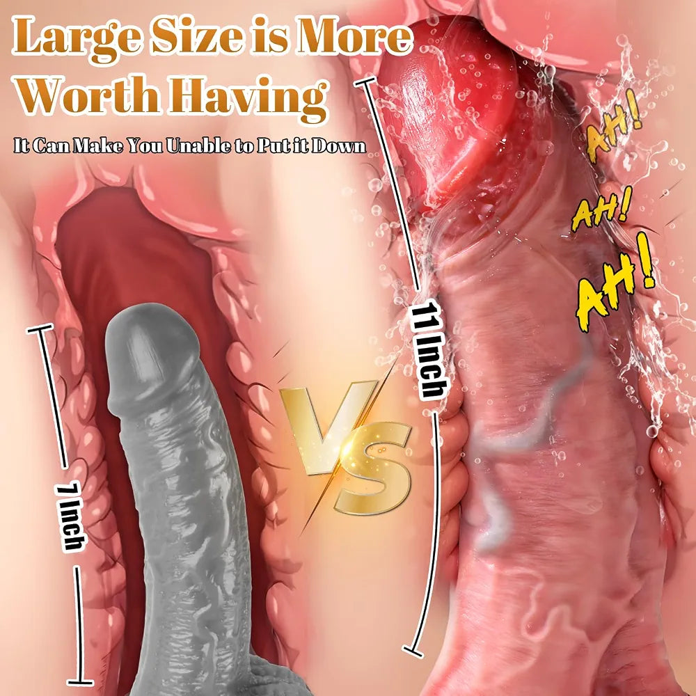 11-Inch Realistic Silicone G-Spot Dildo with Suction Cup Base for Couples and Women