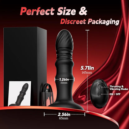 KUSHOR Remote-Controlled Prostate Massager with 9 Vibration and Thrusting Modes, Suction Cup Anal Dildo for Men