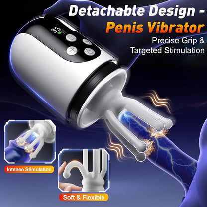 Male Penis Pump Sex Toys for Men, 3-in-1 Dick Enlarger Penis Extender & Male Masturbator, Detachable Glans Trainer with 5 Suction & 9 Vibration, Adult Sex Toys with Pocket Pussy for Men Masturbation