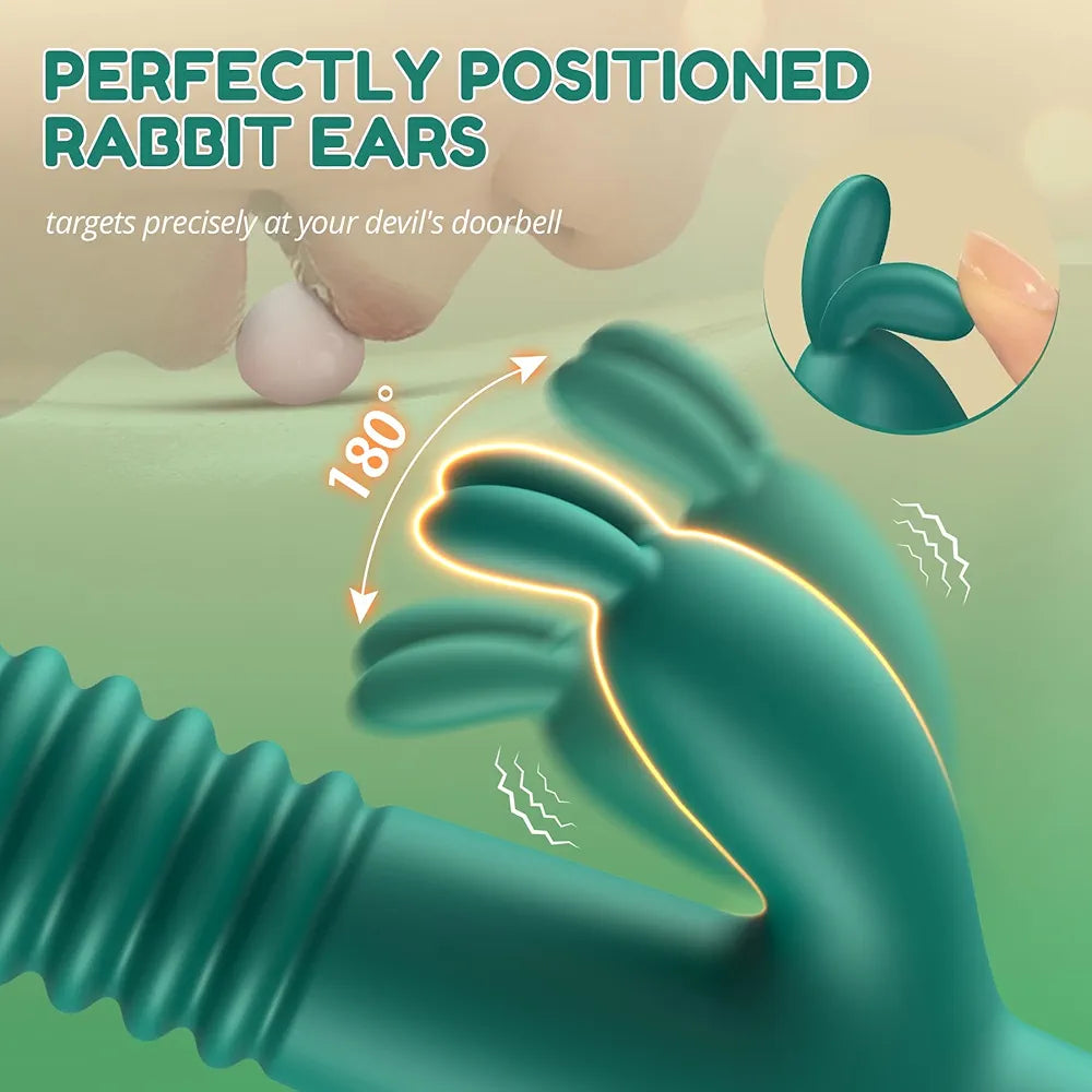 Dual-Action Rabbit Vibrator with Thrusting Dildo and Clitoral Stimulator