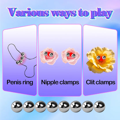 8-Piece Adjustable Nipple and Clitoral Stimulation Clamp Set for Couples