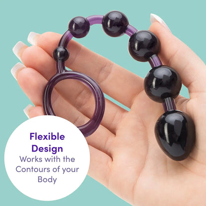 Lovehoney Beginner-Friendly Silicone Anal Beads with Ergonomic Finger Loop - 6.5 Inch