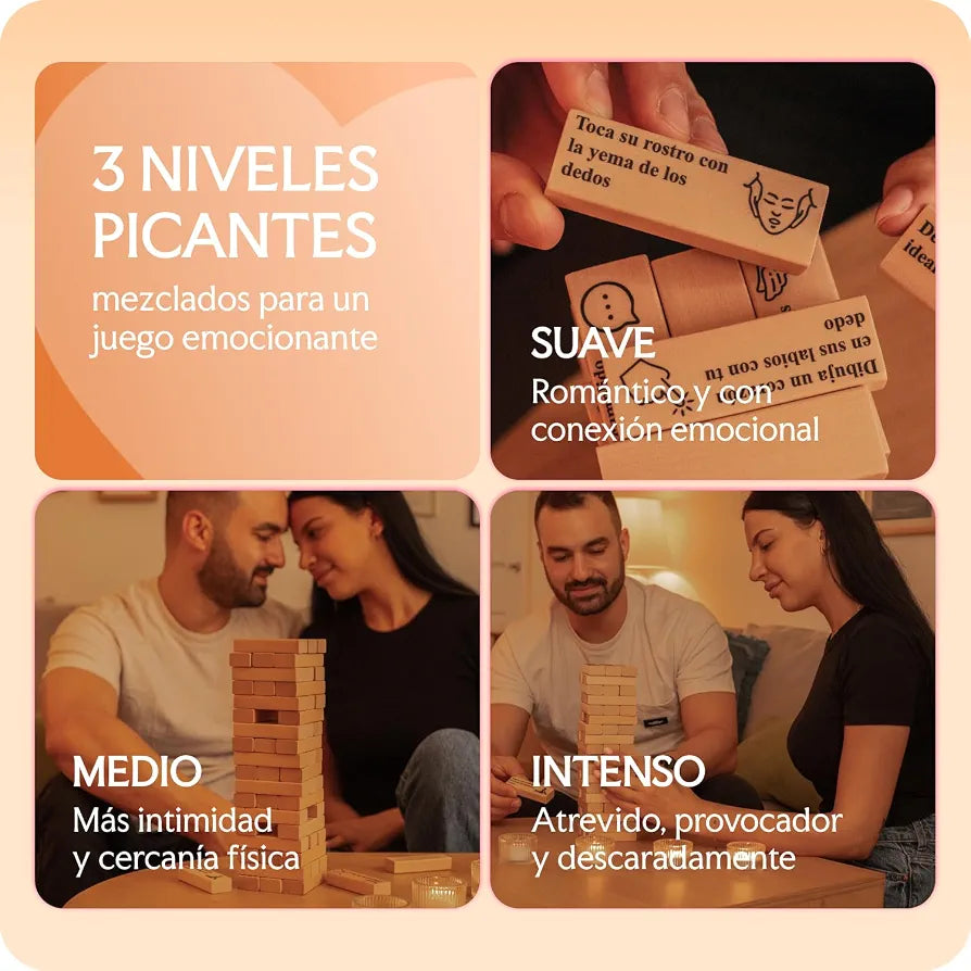 Spanish Adult Tower Game: 54 Spicy Relationship Challenges for Couples Date Night