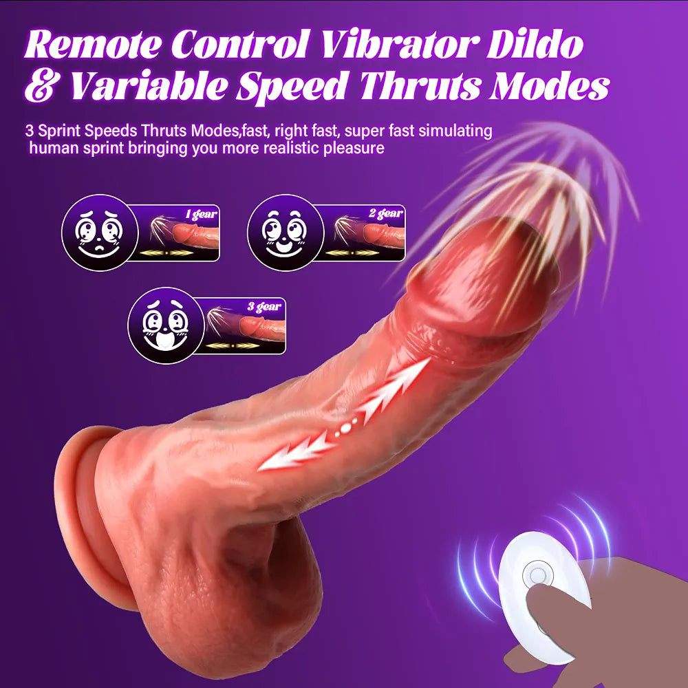 8.67-Inch Realistic Thrusting Silicone Dildo with 3 Pulsation and 5 Vibration Modes