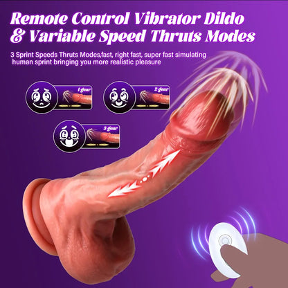 8.67-Inch Realistic Thrusting Silicone Dildo with 3 Pulsation and 5 Vibration Modes