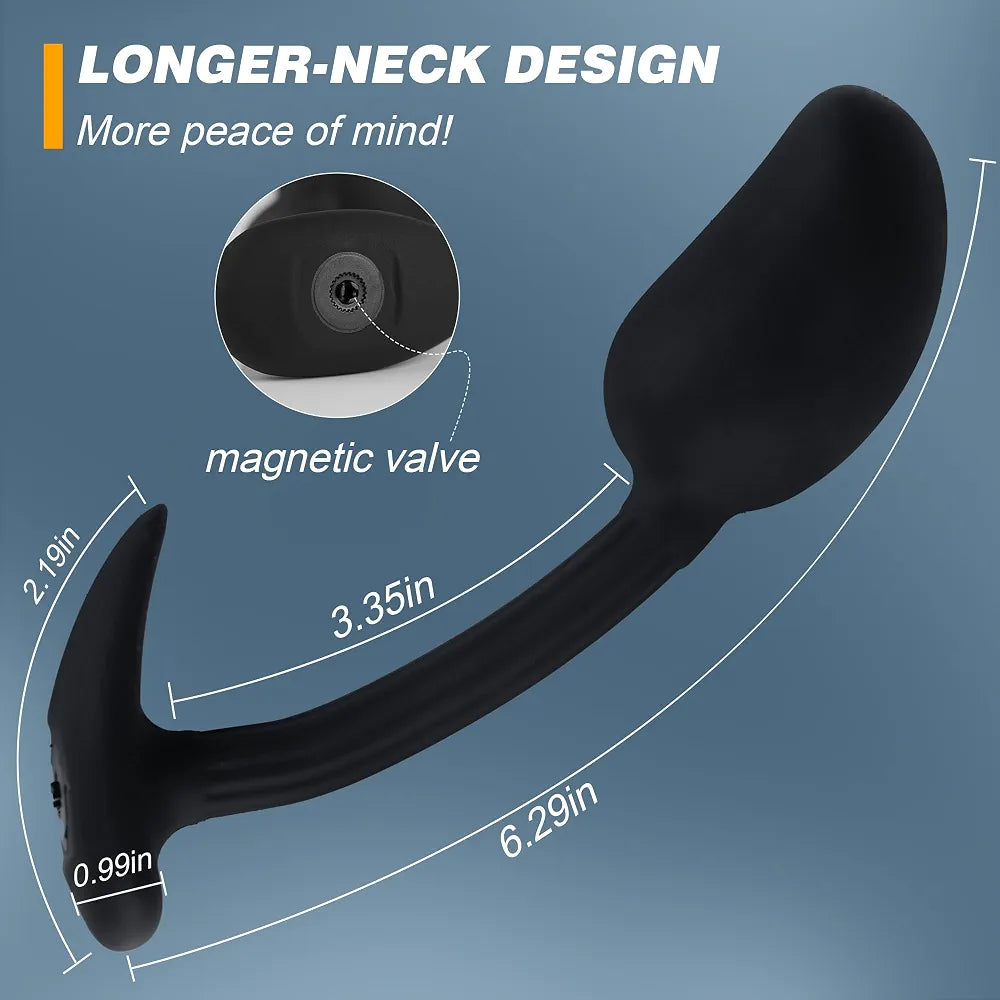 AMPLPUMP Large Magnetic Inflatable Silicone Anal Plug with Rolling Steel Ball - Wearable Anal Trainer and Stretcher for Men and Women