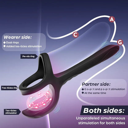 Premium 3-in-1 Couples Vibrating Cock Ring and Anal Stimulator with 10 Modes