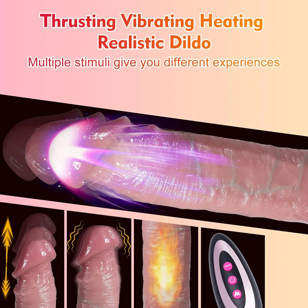 Realistic 7-Speed Thrusting & Vibrating Silicone Suction Cup Dildo for G-Spot and Anal Stimulation