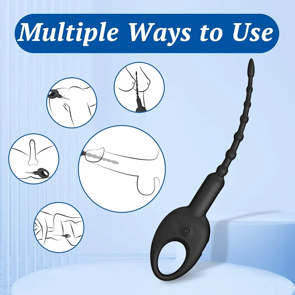 10-Mode Silicone Urethral Vibrating Plug and Sounding Rod for Men