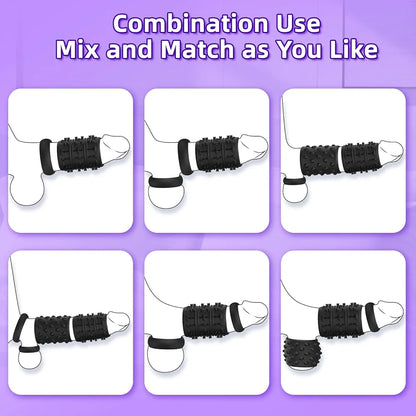 6-Piece Textured Silicone Penis Sleeve and Cock Ring Set for Enhanced Performance and Stamina