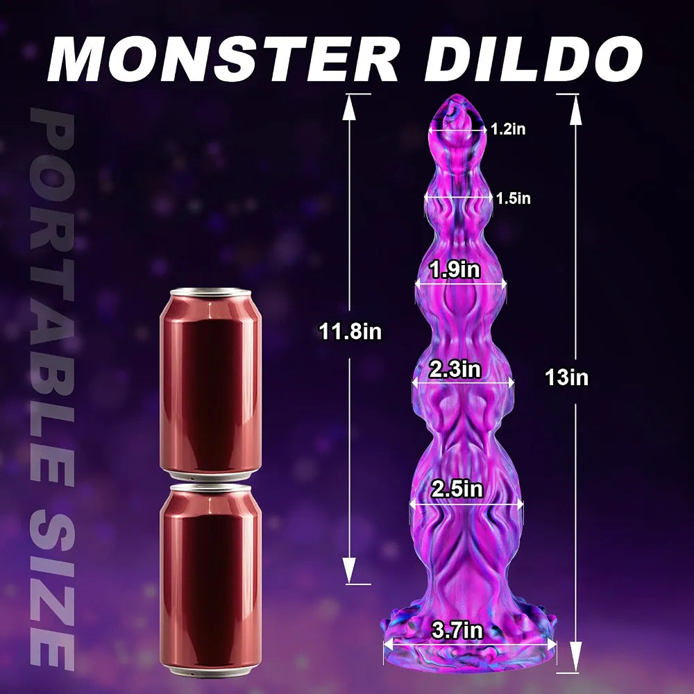 13-Inch Realistic Fantasy Dragon Dildo with 4 Dog Knots and Suction Cup Base