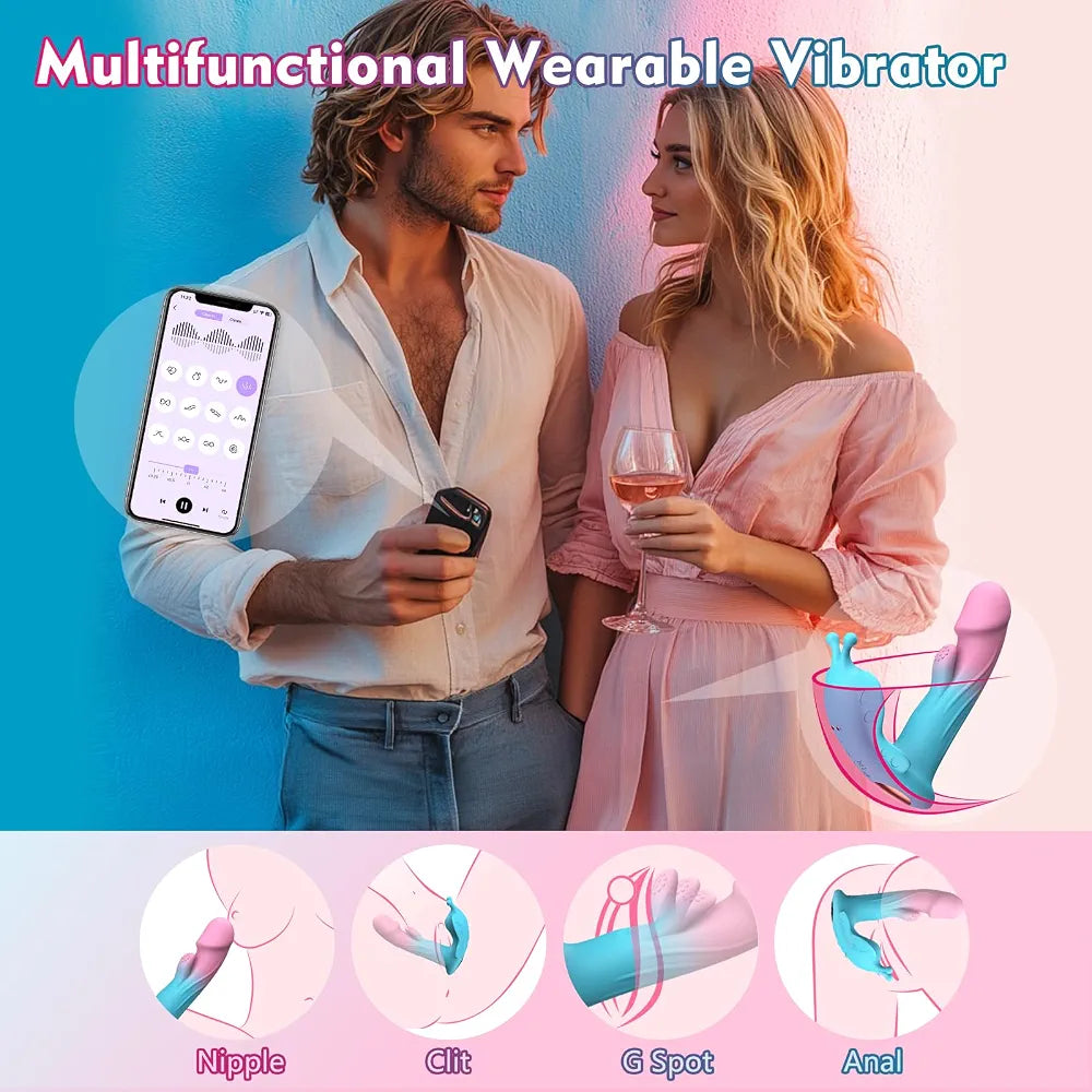 Butterfly App-Controlled Wearable Panty Vibrator with 10 Flapping and Vibration Modes for Couples