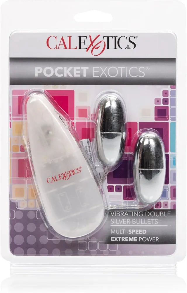CalExotics Pocket Exotics Dual-Motor Vibrating Silver Bullet Massager