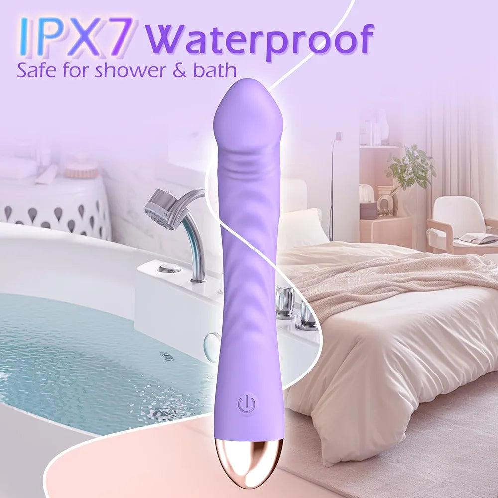 Erncuuc Rechargeable Silicone Dildo Vibrator with 10 Modes and Waterproof Design