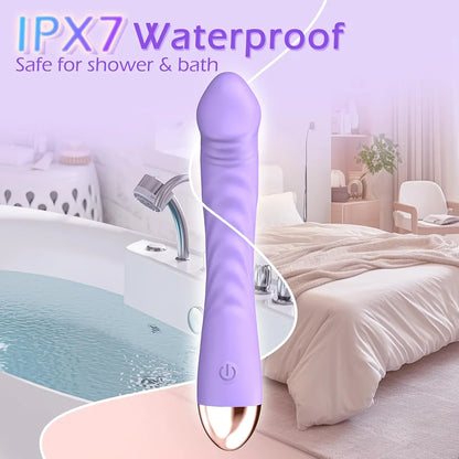 Erncuuc Rechargeable Silicone Dildo Vibrator with 10 Modes and Waterproof Design