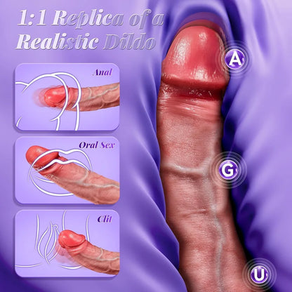 AI-Sync Smart Thrusting & Vibrating Silicone Dildo with App Control - 9 Modes for G-Spot and Anal Stimulation