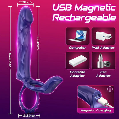 App-Controlled Vibrating Dual-Stimulation Couples Sex Toy with Cock Ring and Anal Plug