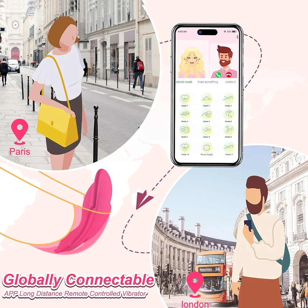 App-Controlled Wearable Clitoral and G-Spot Vibrator for Women and Couples