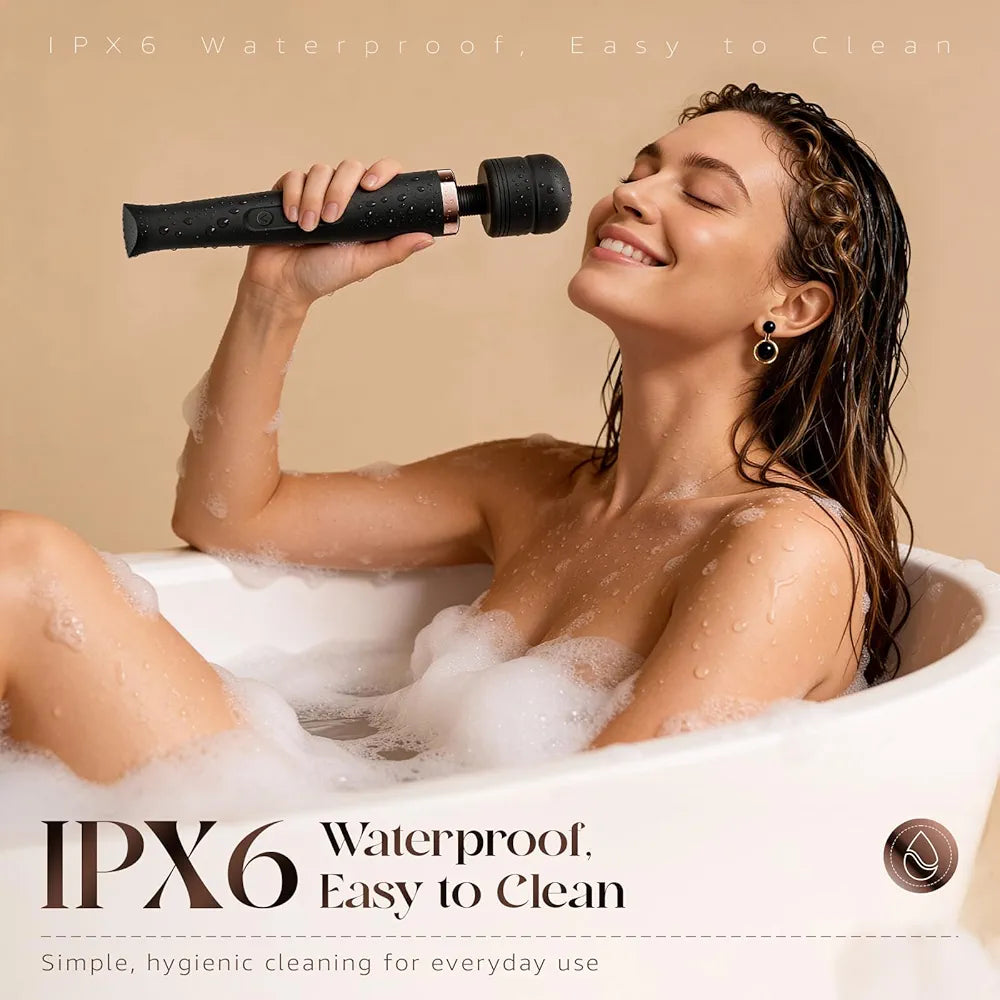 24-Mode Waterproof Cordless Wand Massager for Clitoral and Full-Body Stimulation