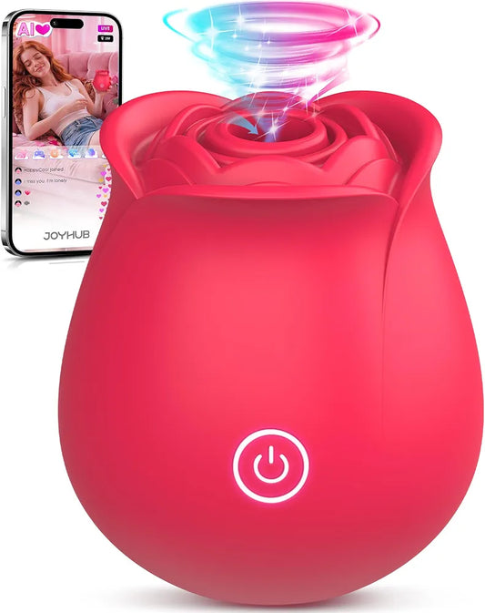 Rose-Shaped 2-in-1 Oral Suction and Clitoral Vibrator with 9 Stimulation Modes