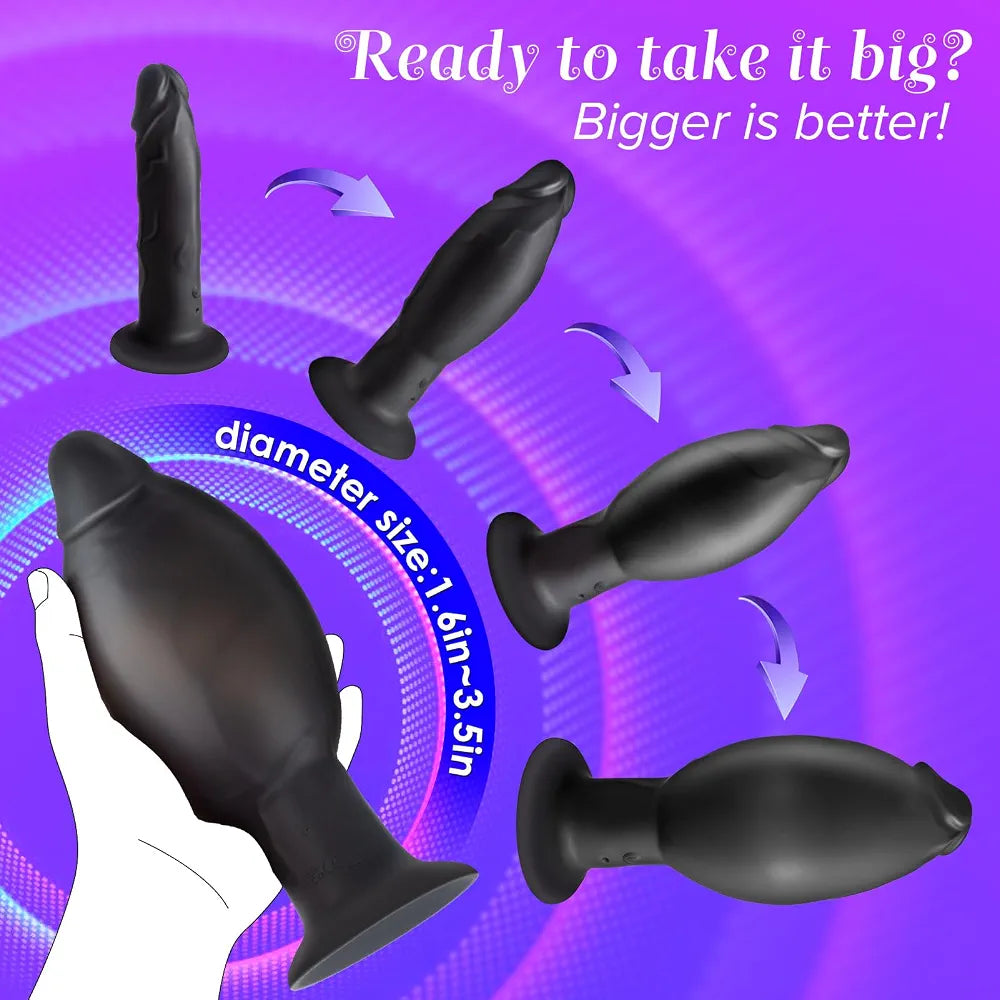 Inflatable Prostate Massager and Vibrating Anal Dildo with Suction Base