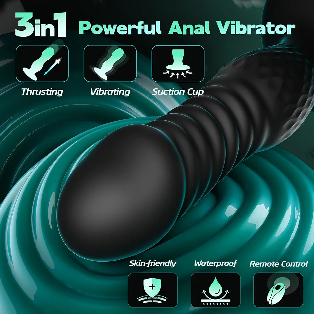 Remote-Controlled Prostate Massager with 10 Vibration and Thrusting Modes for Men