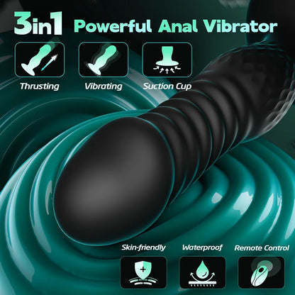 Remote-Controlled Prostate Massager with 10 Vibration and Thrusting Modes for Men