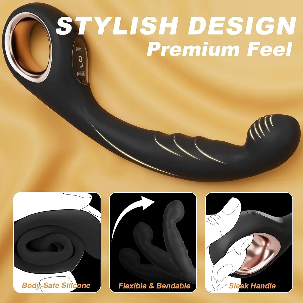 Ergonomic Prostate Massager with 9 Vibration Modes and Ring Handle