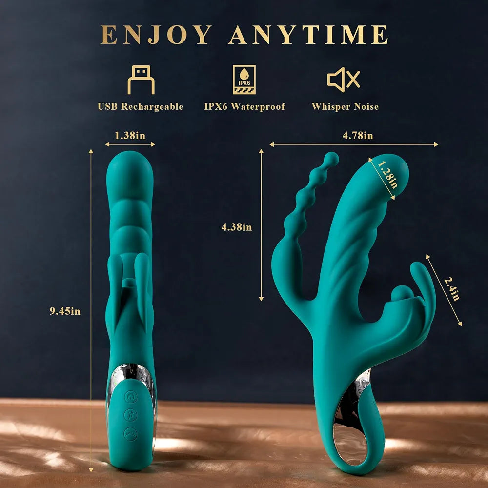 BEBEBEER 3-in-1 Rabbit Vibrator with Heating, Thrusting, and Dual Stimulation