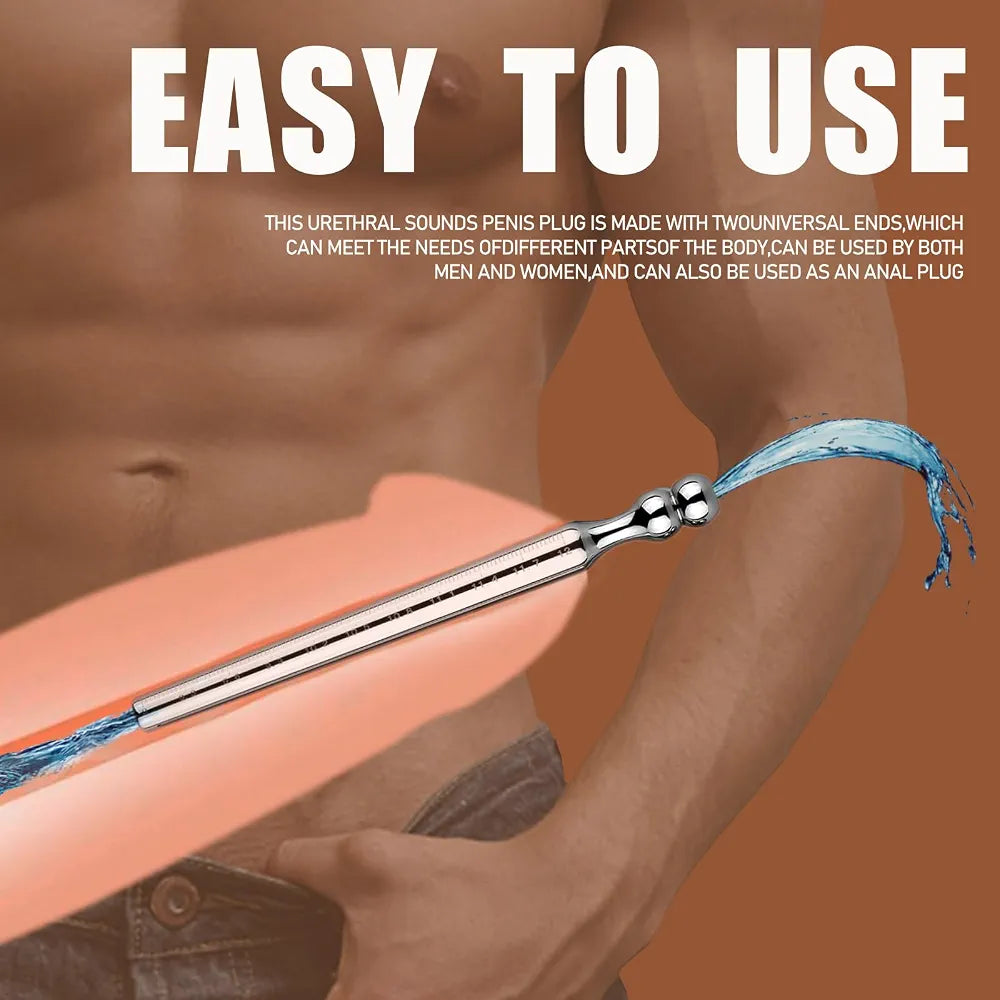 Stainless Steel Hollow Urethral Plug and Stretcher for Men