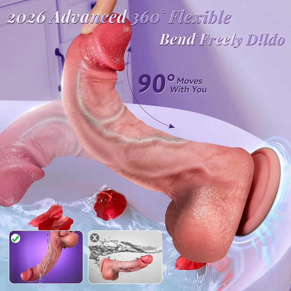 AI-Sync Smart Thrusting & Vibrating Silicone Dildo with App Control - 9 Modes for G-Spot and Anal Stimulation