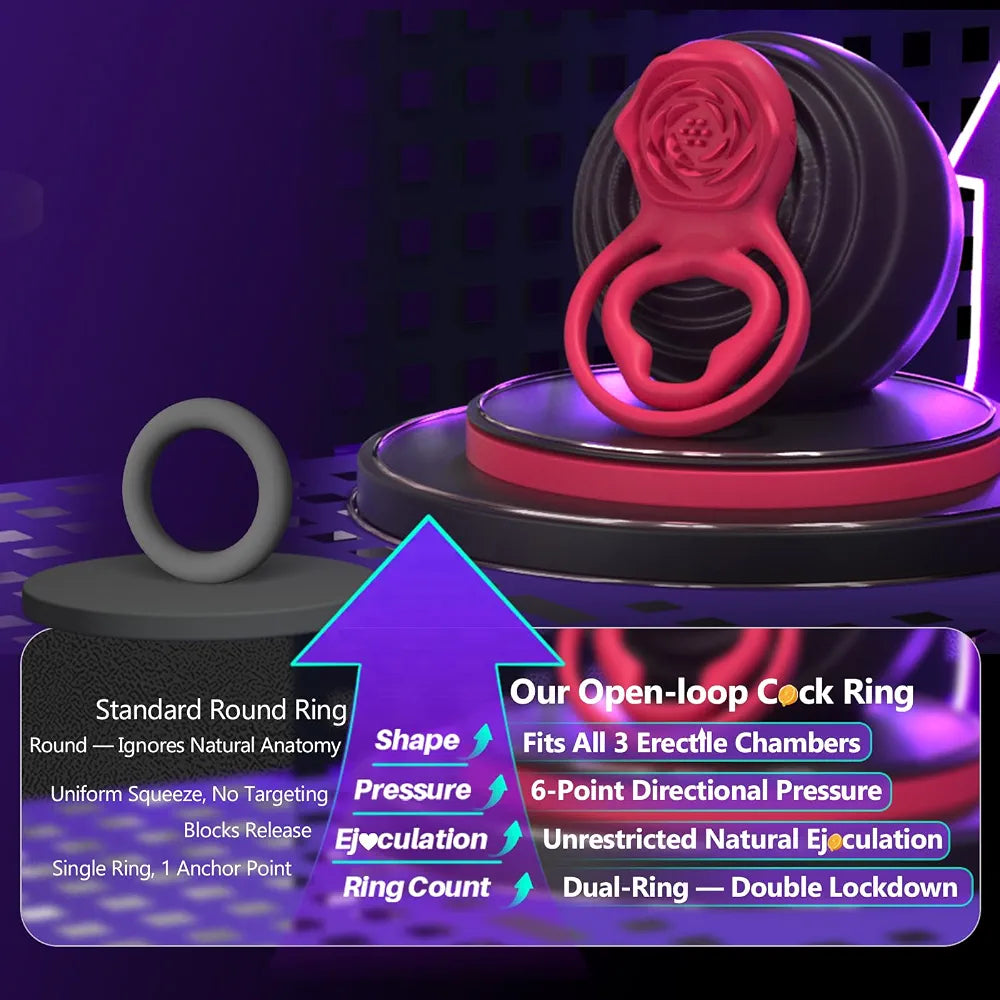 App-Controlled Dual-Stimulation Vibrating Penis Ring with Clitoral Massager