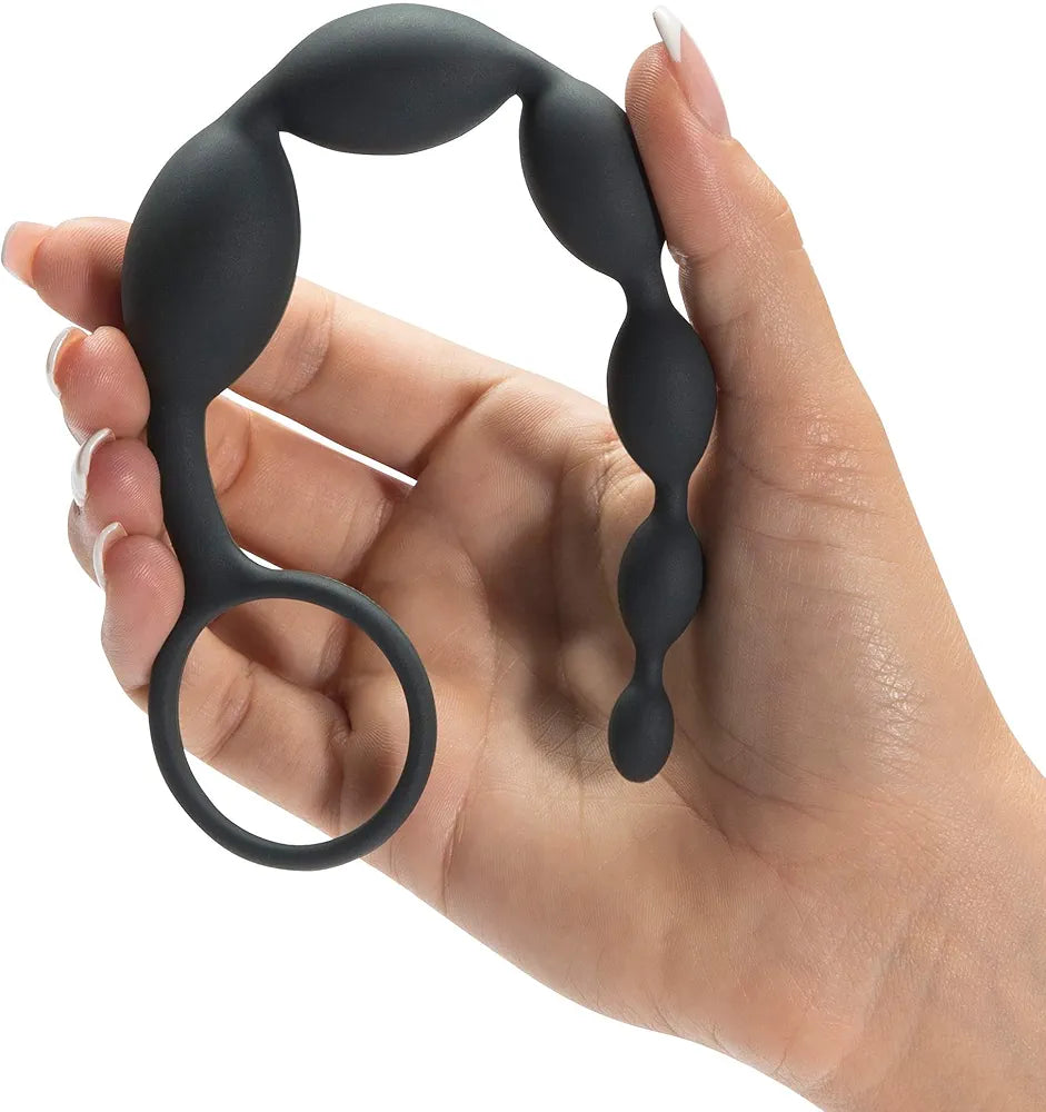 Fifty Shades of Grey Graduated Silicone Anal Beads - 7.5 Inch Black Pleasure Enhancer