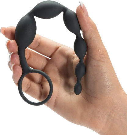 Fifty Shades of Grey Graduated Silicone Anal Beads - 7.5 Inch Black Pleasure Enhancer
