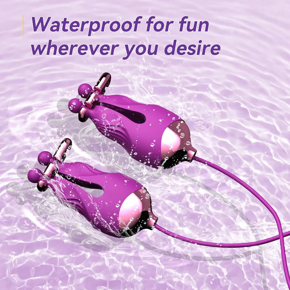 Rechargeable Rose-Shaped Nipple Vibrator with 10 Stimulation Modes