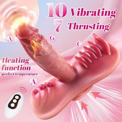 REYHKINO Remote-Controlled Hands-Free Thrusting Sex Machine with Vibrating Dildo