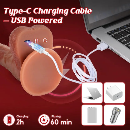 LUKIKI 8.5-Inch Realistic Silicone Thrusting Vibrator with Suction Base