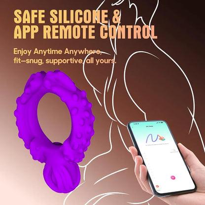 9-Mode Rechargeable Vibrating Penis Ring and Clitoral Stimulator for Couples