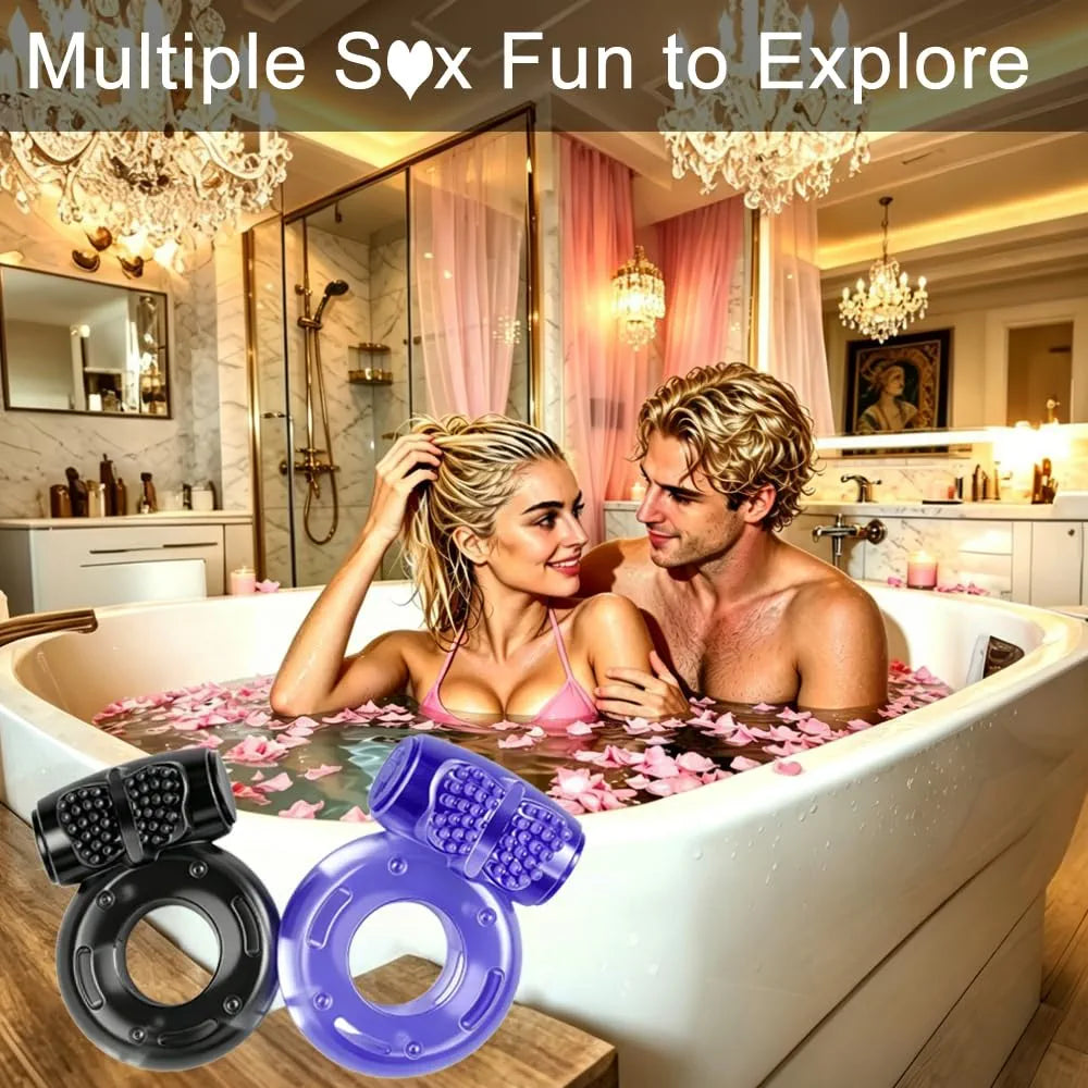 6-Piece Waterproof Silicone Vibrating Penis Ring Set for Couples Intimate Stimulation