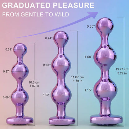 Premium 3-Piece Heart-Base Metal Anal Bead Set for Beginners