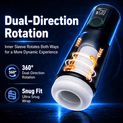 TriggerX Automatic Male Masturbator with Heating, 10 Thrusting & 10 Rotating Modes, LED Display, and Stepless Speed Control