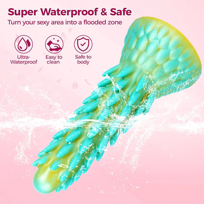 7.7-Inch Realistic Dragon Fantasy Dildo with Suction Cup - Silicone Anal Sex Toy for Men and Women