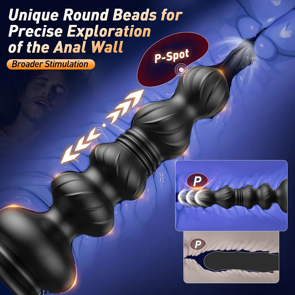 10-Mode Vibrating & Thrusting Anal Bead Trainer with Remote Control