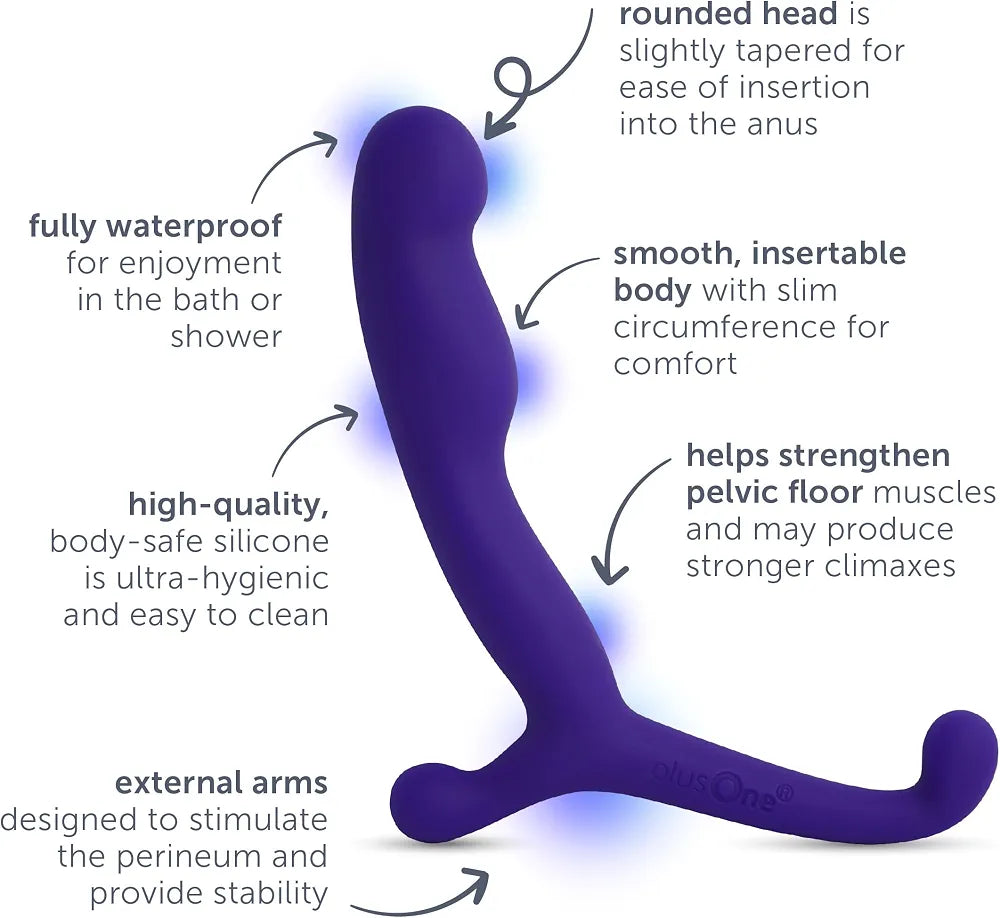 plusOne 4-Inch Ergonomic Silicone Prostate Massager with External Control Arm