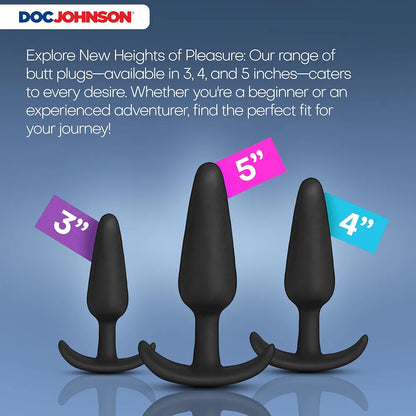 Doc Johnson Naughty 1 Silicone Butt Plug Training Kit - 3-Piece Graduated Set
