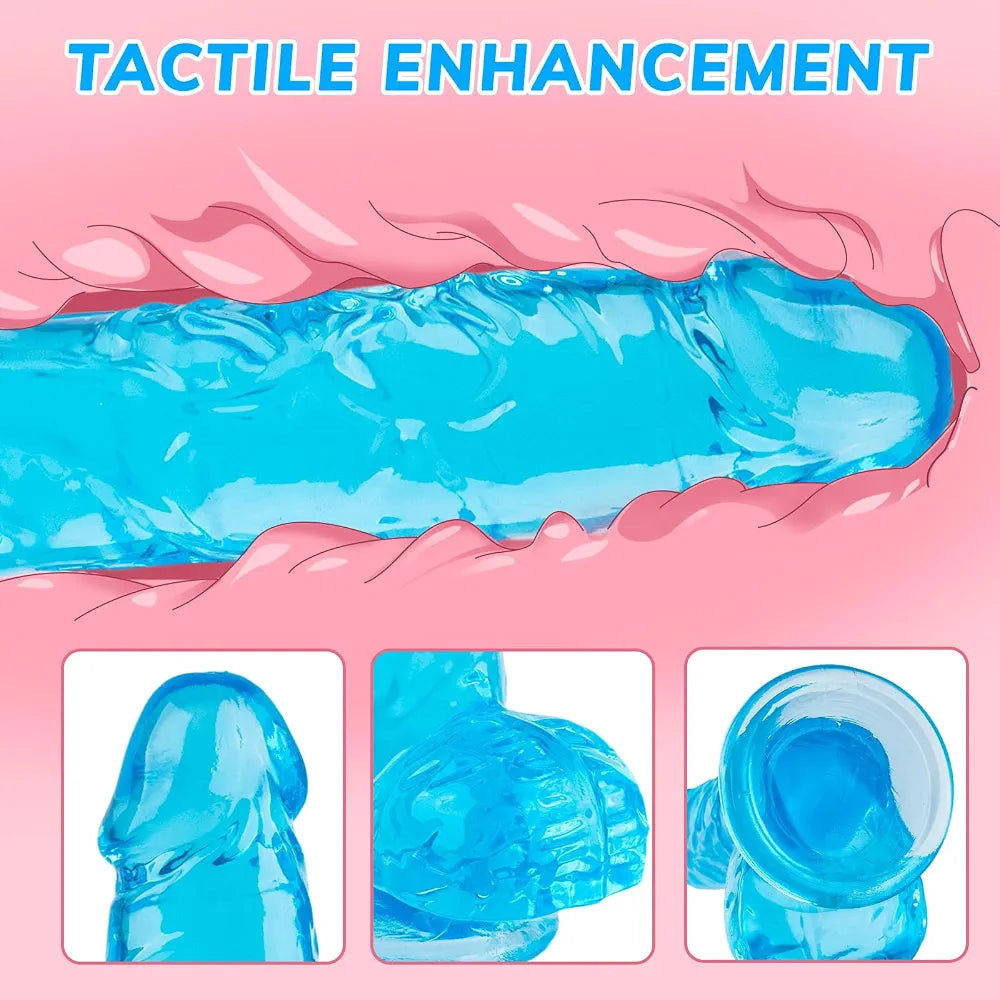 7-Inch Realistic Soft Blue Silicone Dildo with Strong Suction Cup - Waterproof Lifelike Sex Toy for G-Spot and Anal Play