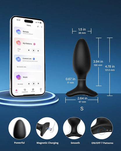 LOVENSE Hush 2 Remote-Controlled Silicone Anal Vibrator - 1.5 Inch Waterproof Rechargeable Plug