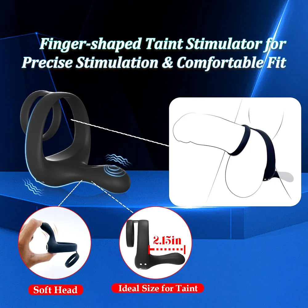 Dual-Motor Remote Controlled Silicone Vibrating Cock Ring for Enhanced Male Stimulation